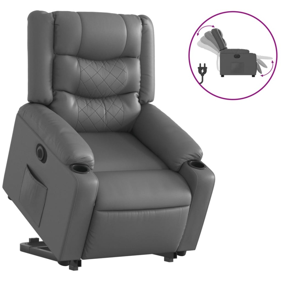 Sillón reclinable elevable eléctrico de cuero sintético
