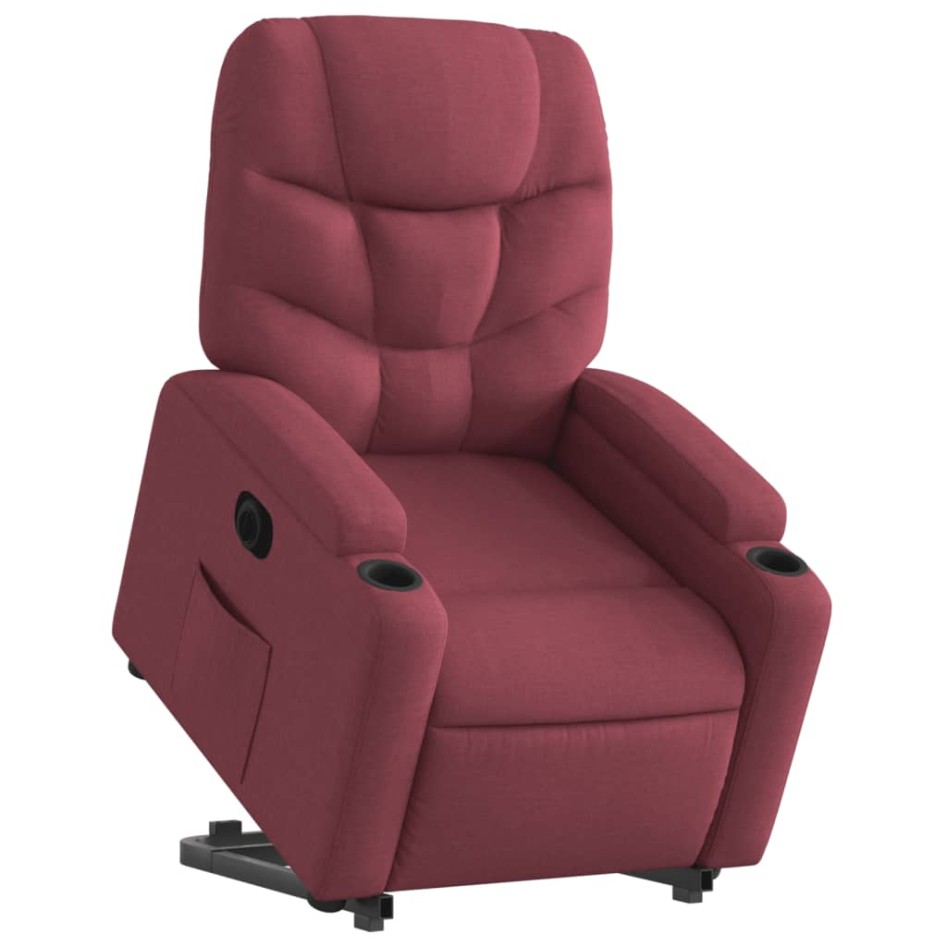 Sillón eléctrico reclinable elevable de tela rojo