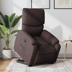Sillón reclinable elevable tela marrón