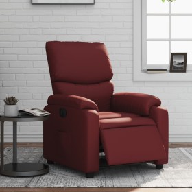 Sillón reclinable eléctrico de cuero sintético rojo
