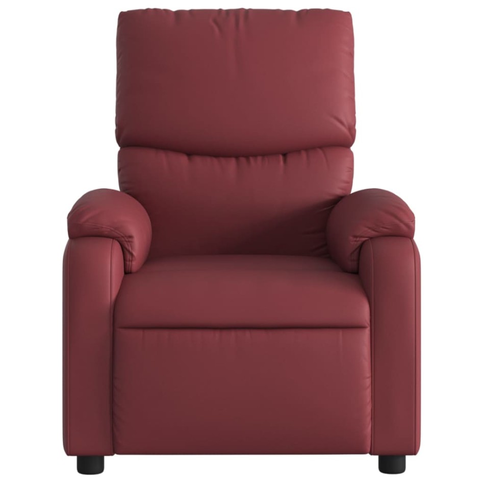 Sillón reclinable eléctrico de cuero sintético rojo