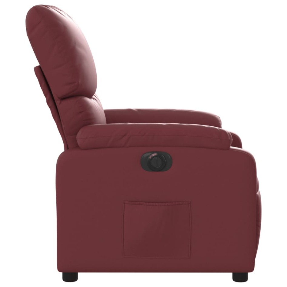 Sillón reclinable eléctrico de cuero sintético rojo