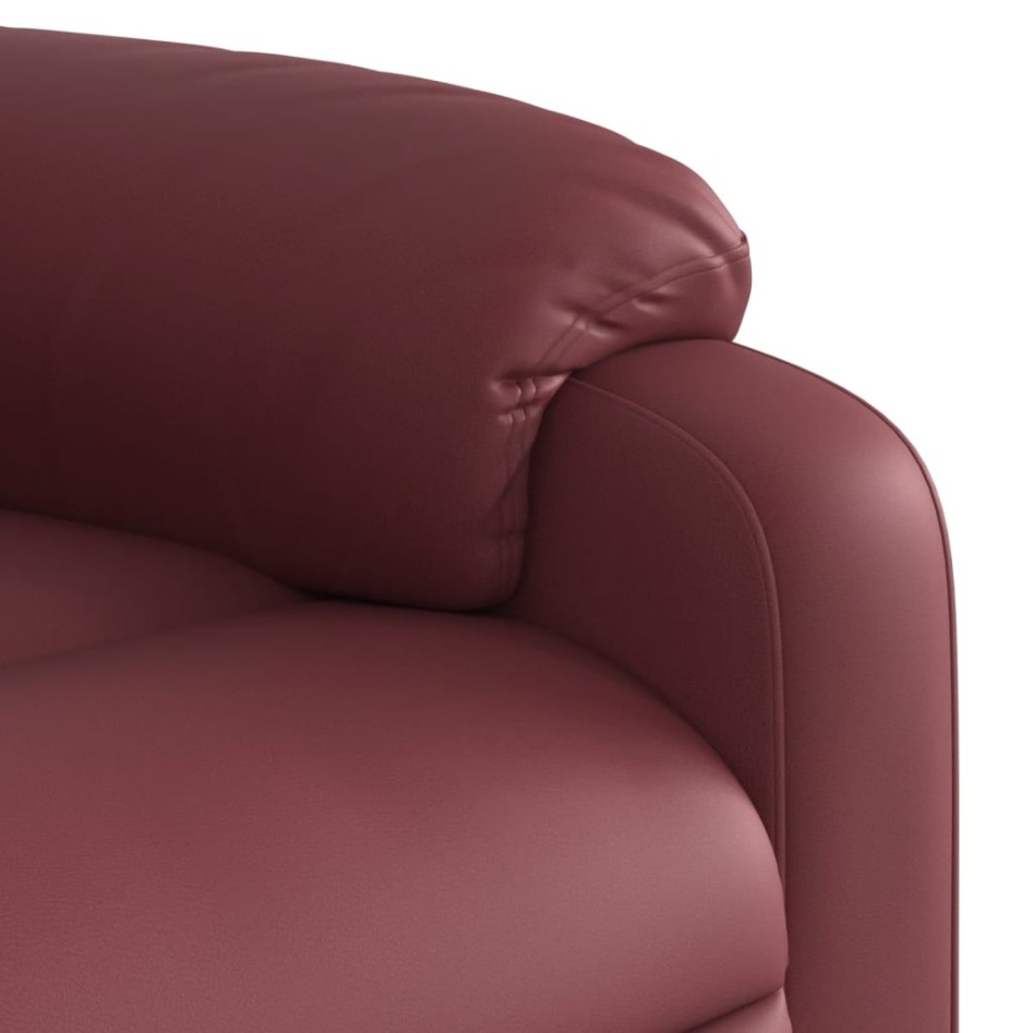 Sillón reclinable eléctrico de cuero sintético rojo
