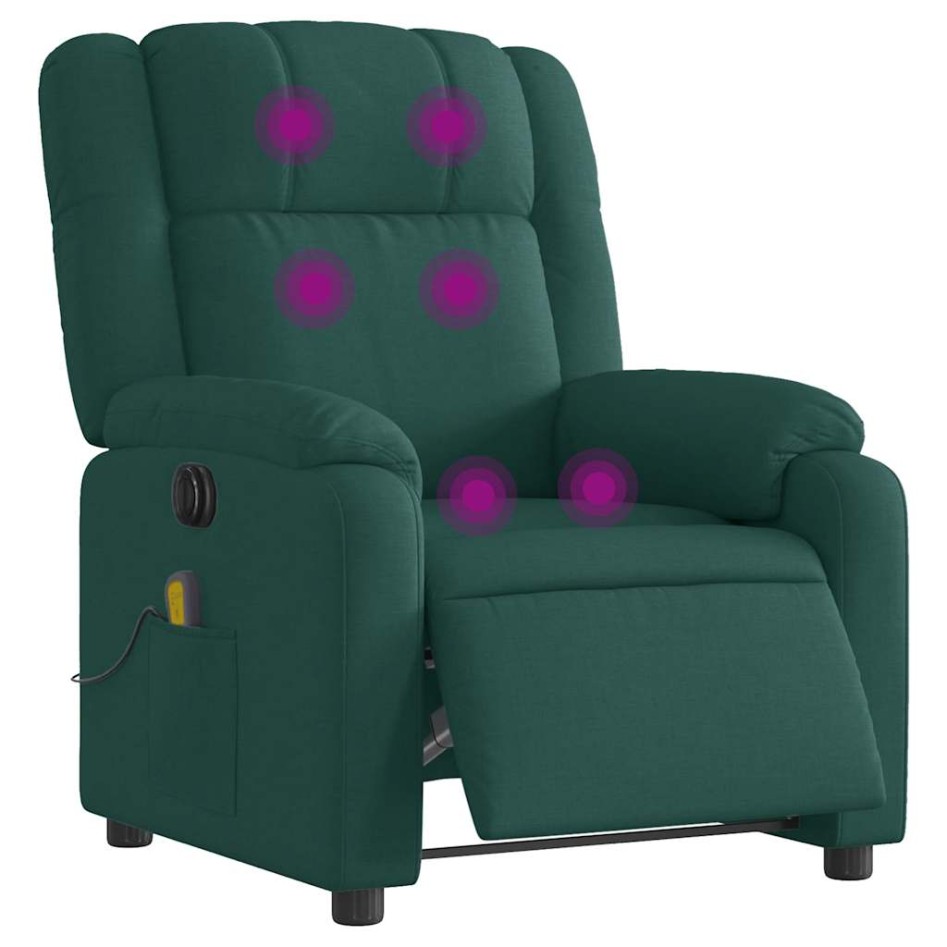 Sillón reclinable de masaje eléctrico tela verde