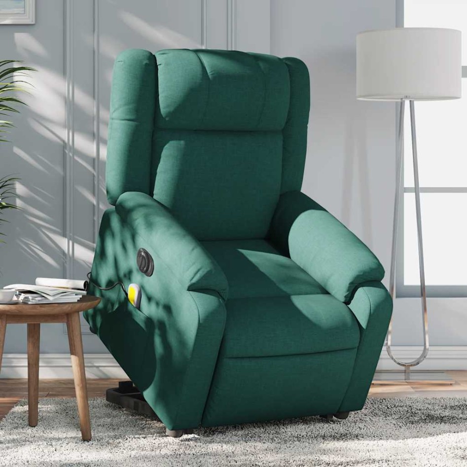 Sillón masaje eléctrico reclinable elevable tela verde