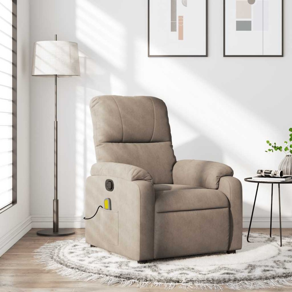 Sillón reclinable de masaje tela de microfibra gris