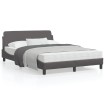 Estructura de cama con cabecero cuero sintético gris 140x200cm