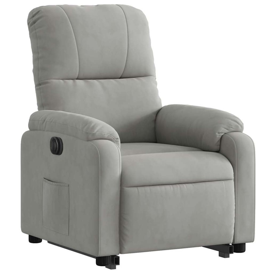 Sillón eléctrico reclinable elevable tela microfibra gris