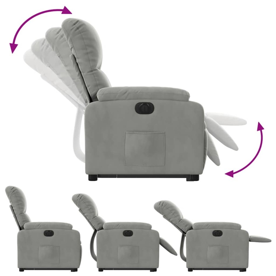 Sillón eléctrico reclinable elevable tela microfibra gris