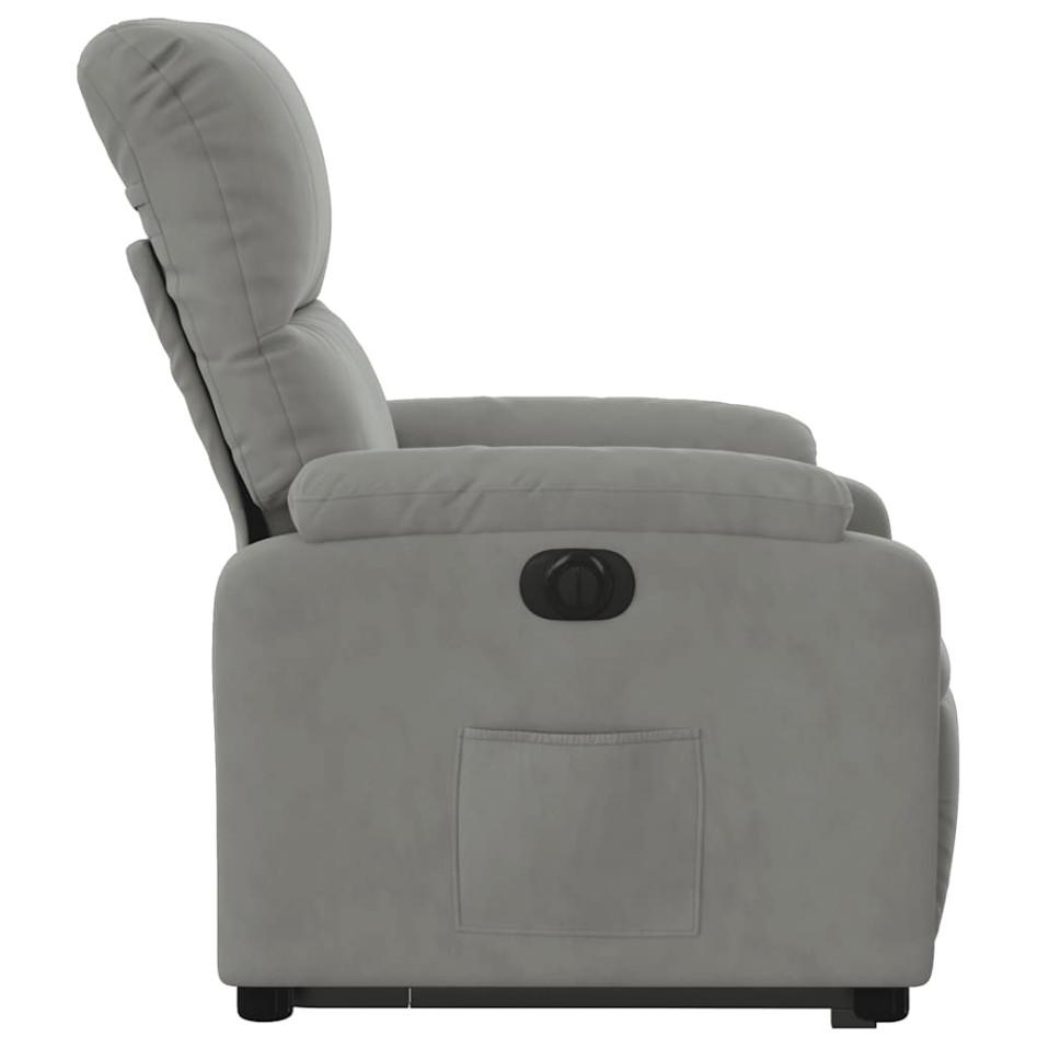 Sillón eléctrico reclinable elevable tela microfibra gris