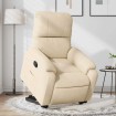 Sillón reclinable elevable tela de microfibra color crema