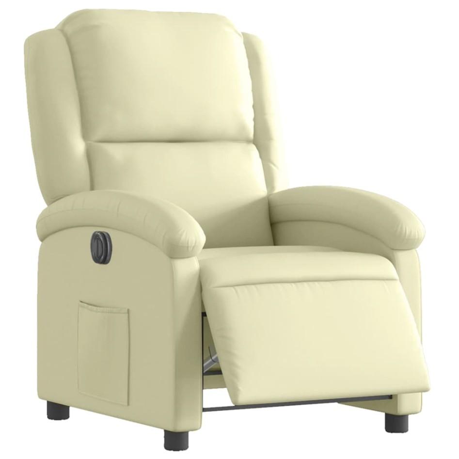 Sillón reclinable eléctrico de cuero auténtico blanco