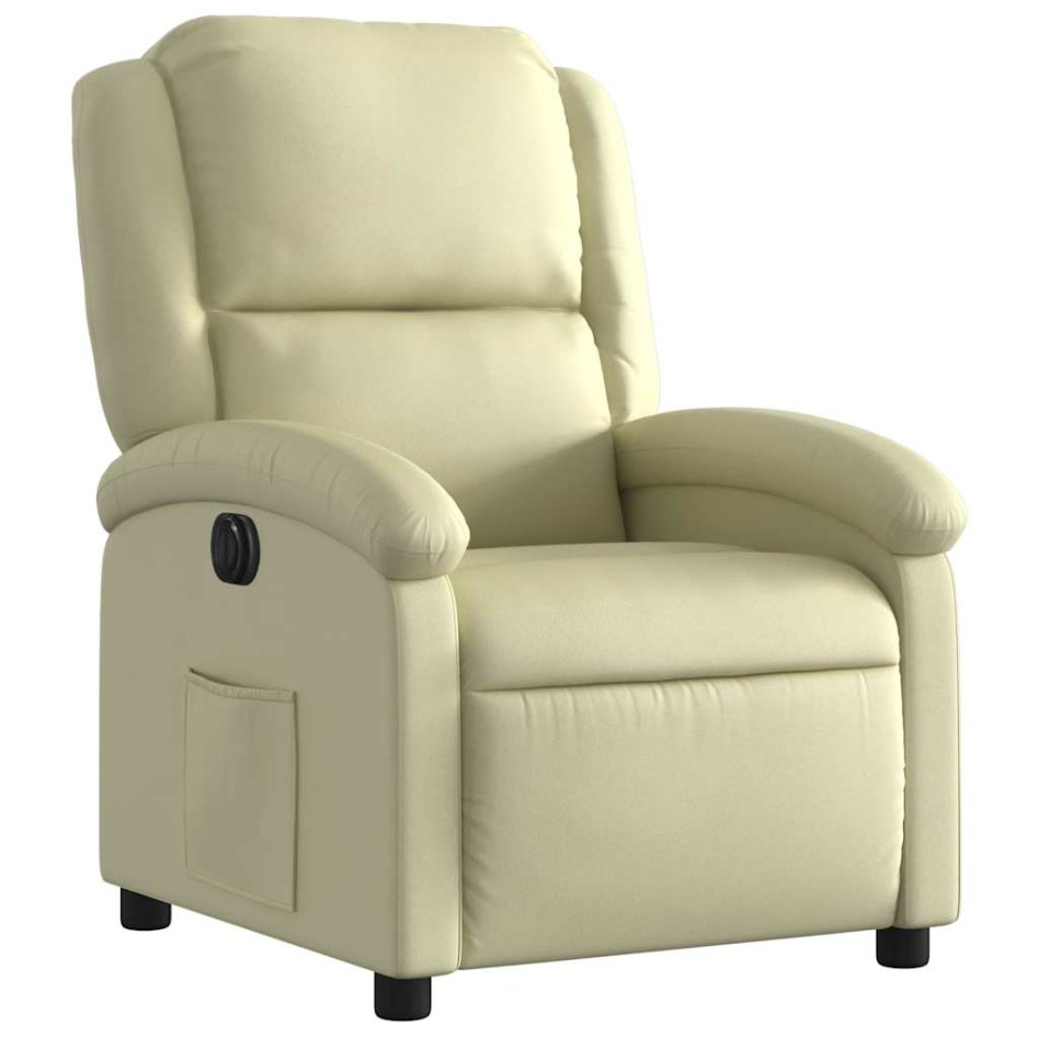 Sillón reclinable eléctrico de cuero auténtico blanco