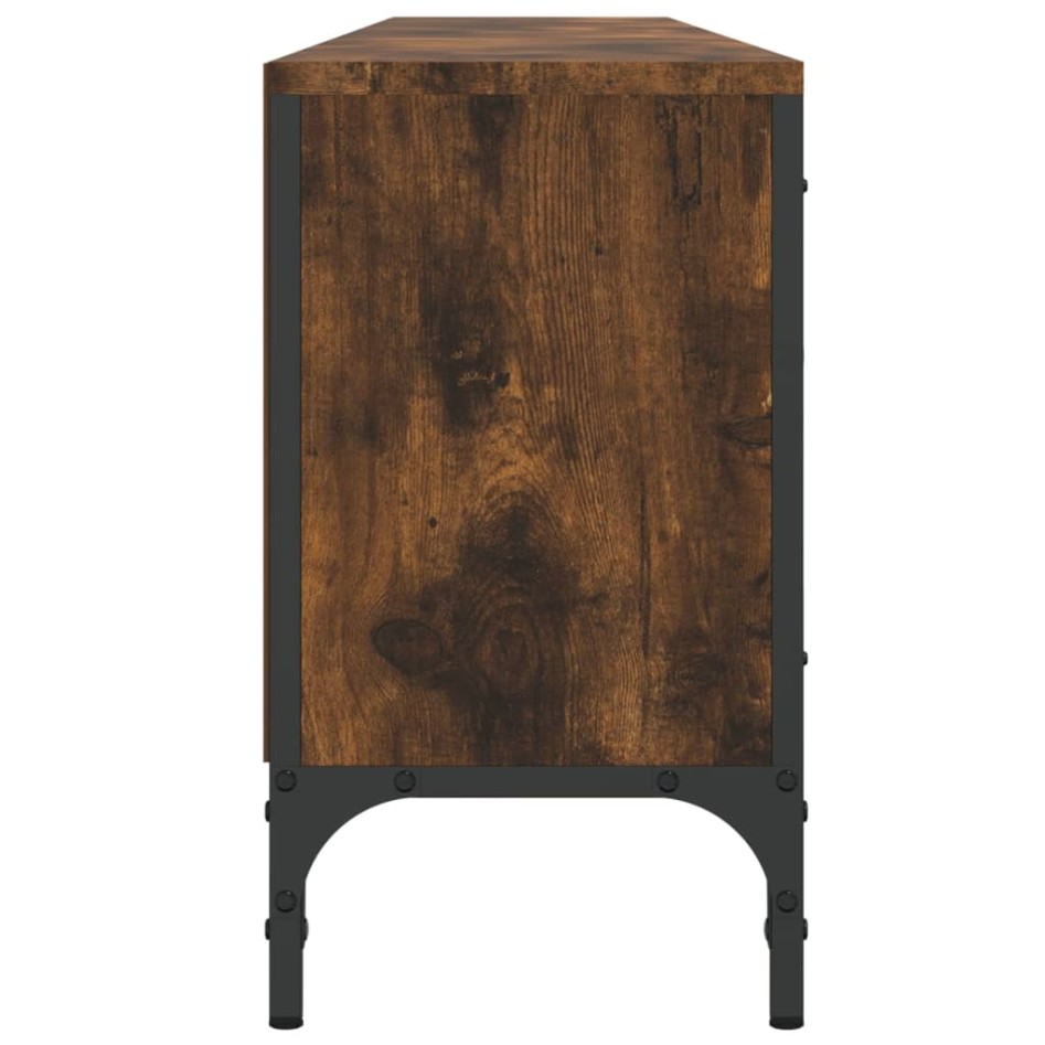 Mueble de TV cajón madera ingeniería roble ahumado 200x25x44