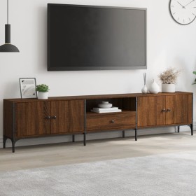 Mueble de TV cajón madera ingeniería roble marrón 200x25x44