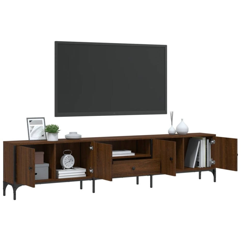 Mueble de TV cajón madera ingeniería roble marrón 200x25x44