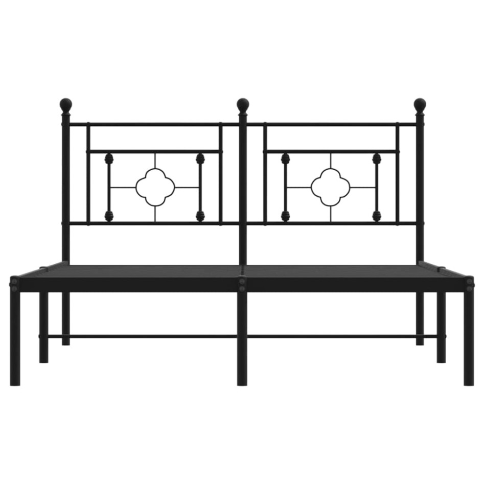 Estructura cama sin colchón con cabecero metal negro 140x200