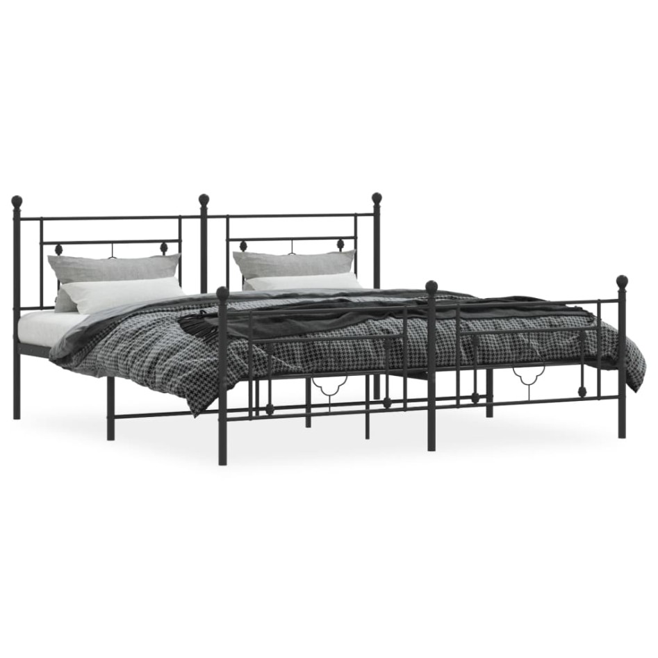 Estructura cama sin colchón con estribo metal negro 180x200