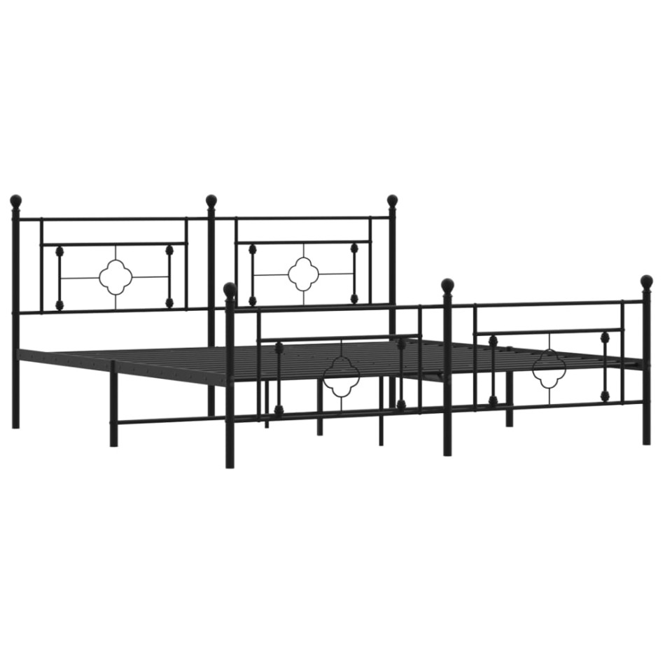 Estructura cama sin colchón con estribo metal negro 180x200