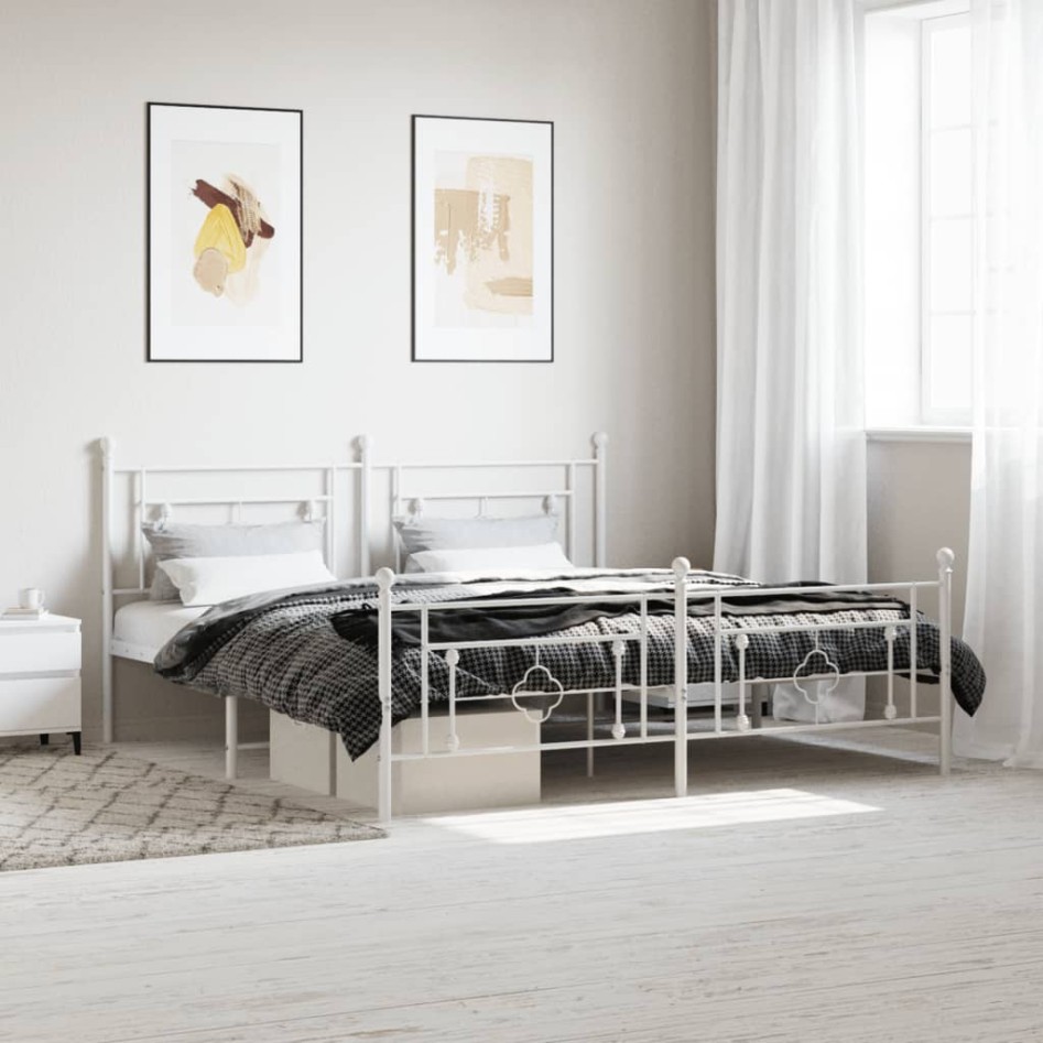 Estructura cama sin colchón con estribo metal blanco 180x200