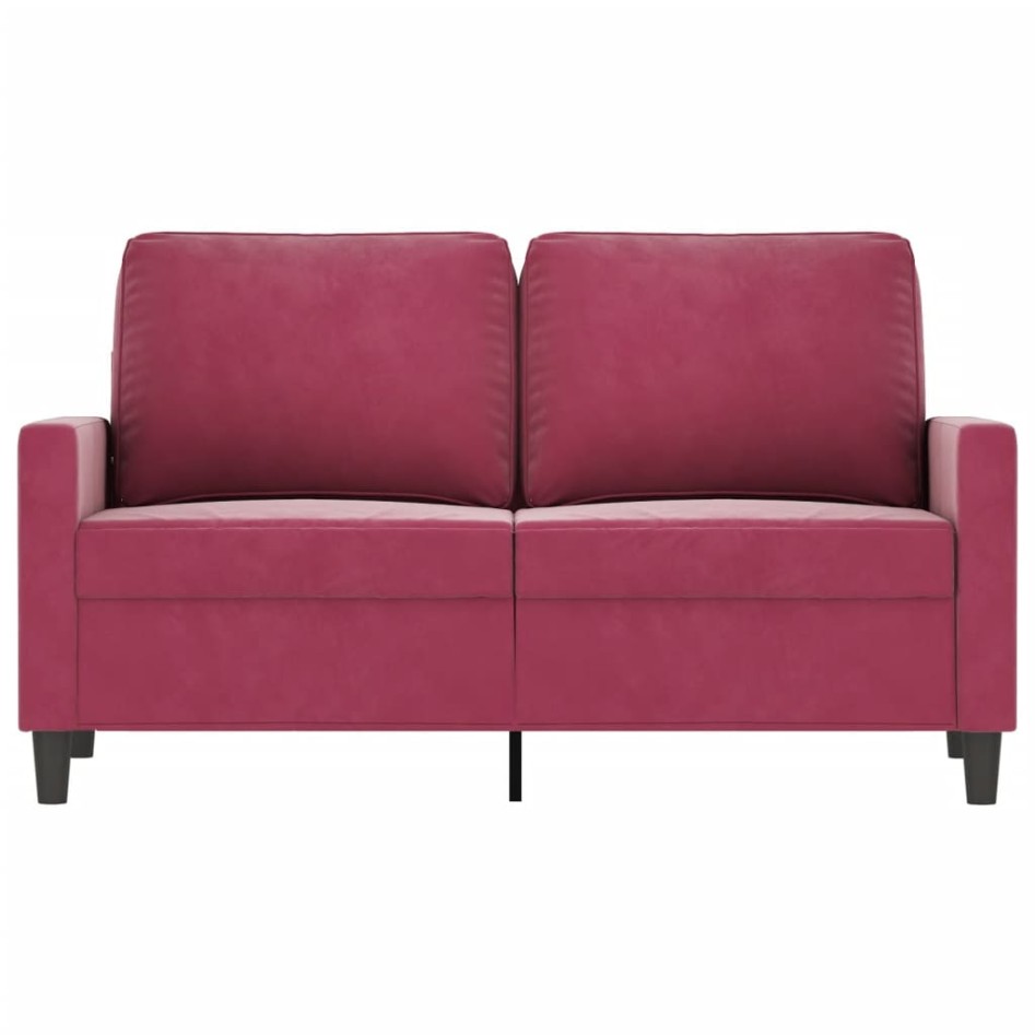 Sofá de 2 plazas de terciopelo rojo tinto 120