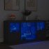 Aparador con luces LED negro 142,5x37x67