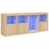 Aparador con luces LED roble Sonoma 164x37x67