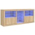 Aparador con luces LED roble Sonoma 162x37x67