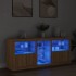 Aparador con luces LED roble Sonoma 162x37x67
