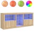 Aparador con luces LED roble Sonoma 162x37x67
