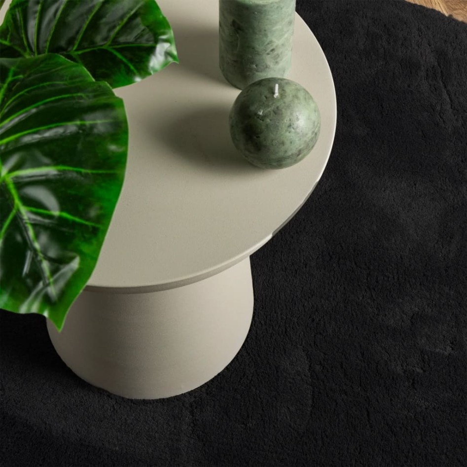 Alfombra de pelo corto suave lavable HUARTE negro Ø 200