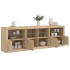 Aparador con luces LED roble Sonoma 202x37x67