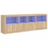 Aparador con luces LED roble Sonoma 202x37x67
