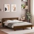 Cama con cabecero madera de ingeniería marrón roble 140x190