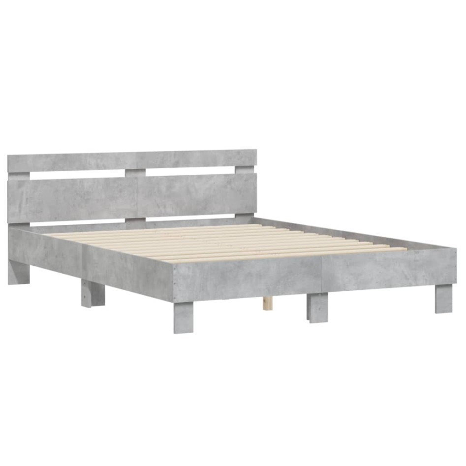 Cama con cabecero madera de ingeniería gris hormigón 140x190