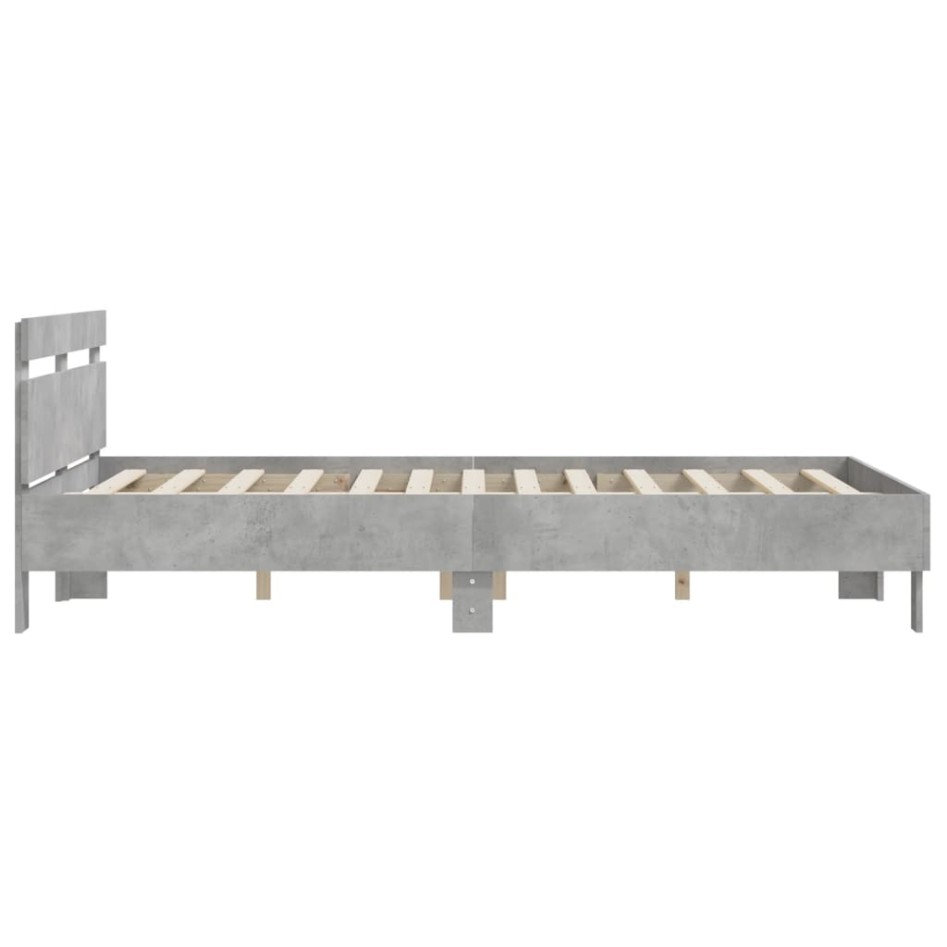 Cama con cabecero madera de ingeniería gris hormigón 140x190