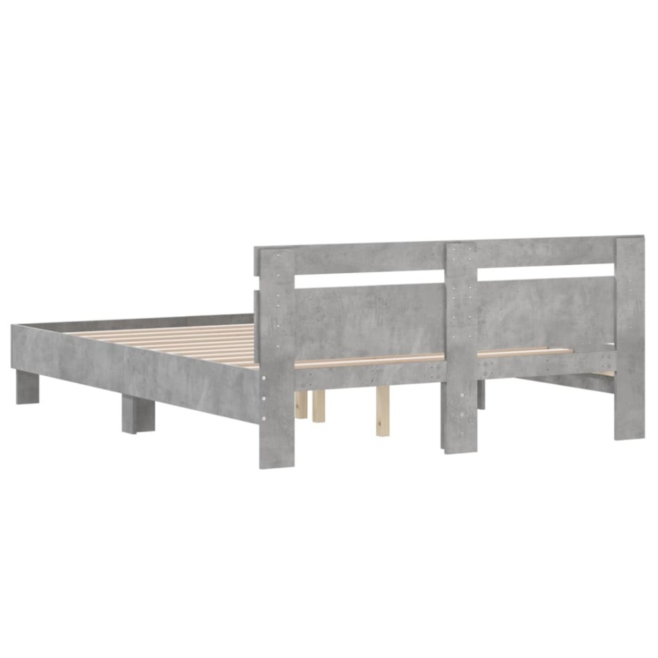 Cama con cabecero madera de ingeniería gris hormigón 140x190