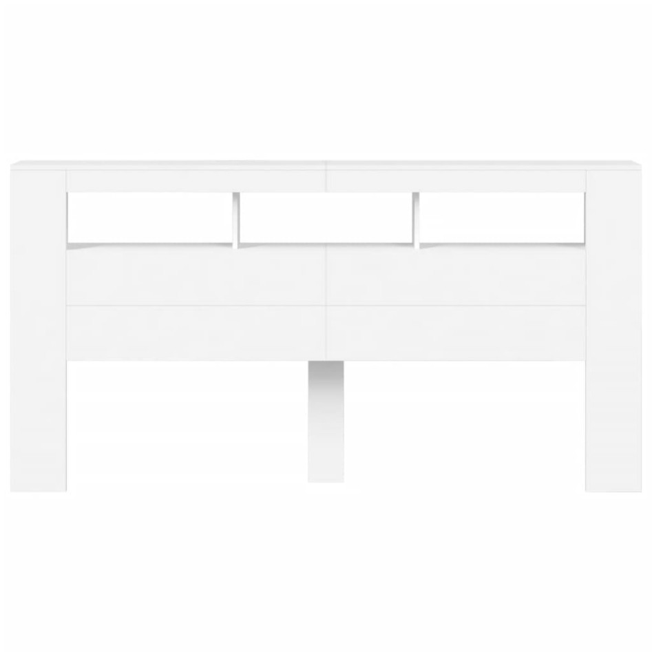 Cabecero con LED madera de ingeniería blanco 200x18,5x103,5