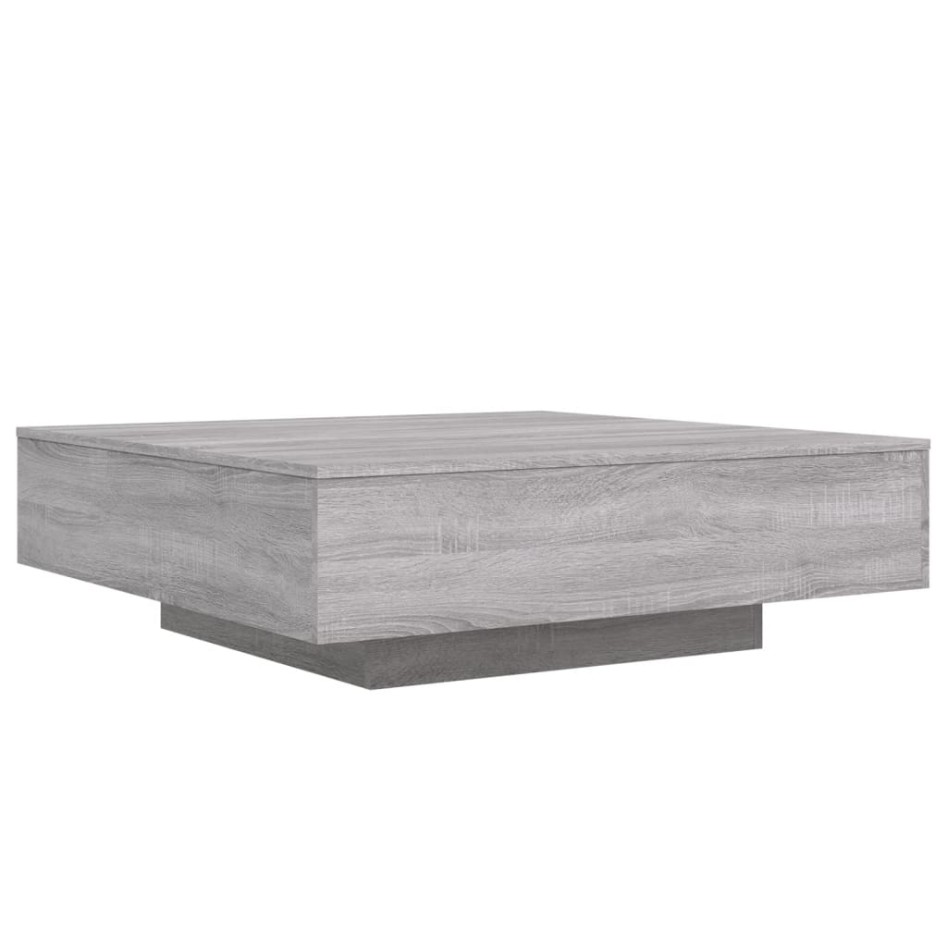 Mesa de centro con luces LED gris Sonoma 100x100x31
