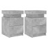 Mesitas de noche con luces LED 2 uds gris hormigón 35x39x55