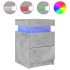 Mesitas de noche con luces LED 2 uds gris hormigón 35x39x55