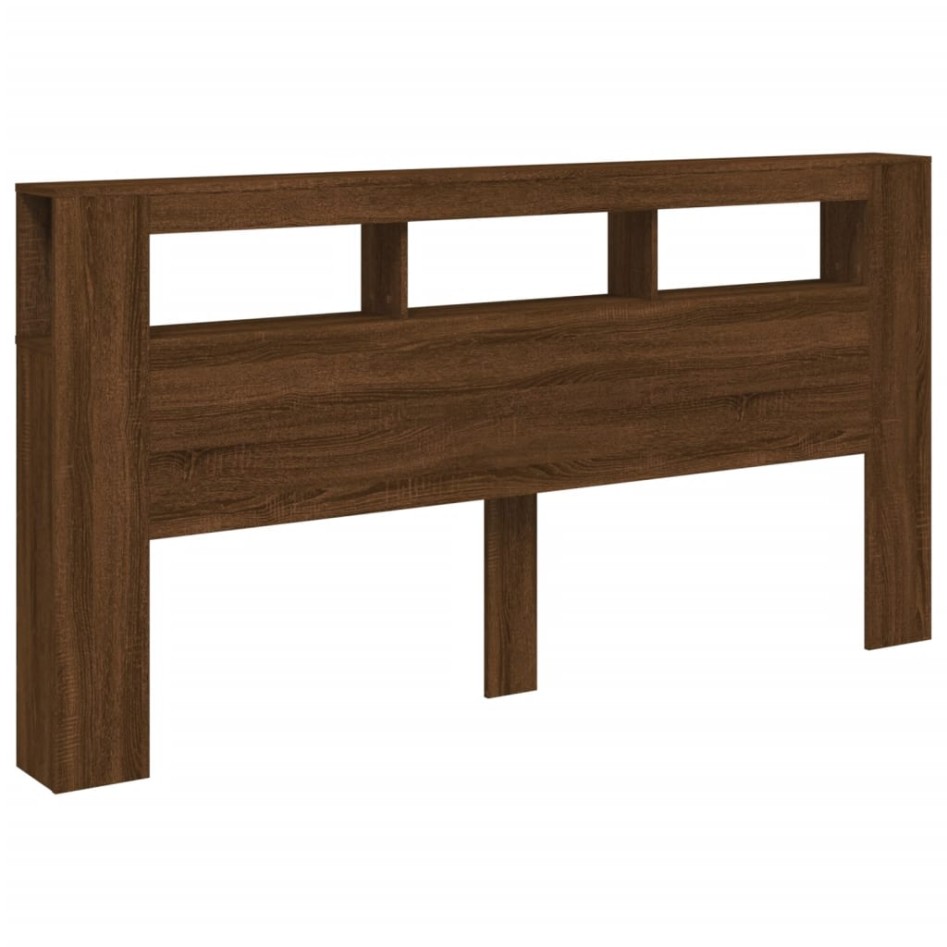 Cabecero LED madera ingeniería roble marrón 200x18,5x103,5