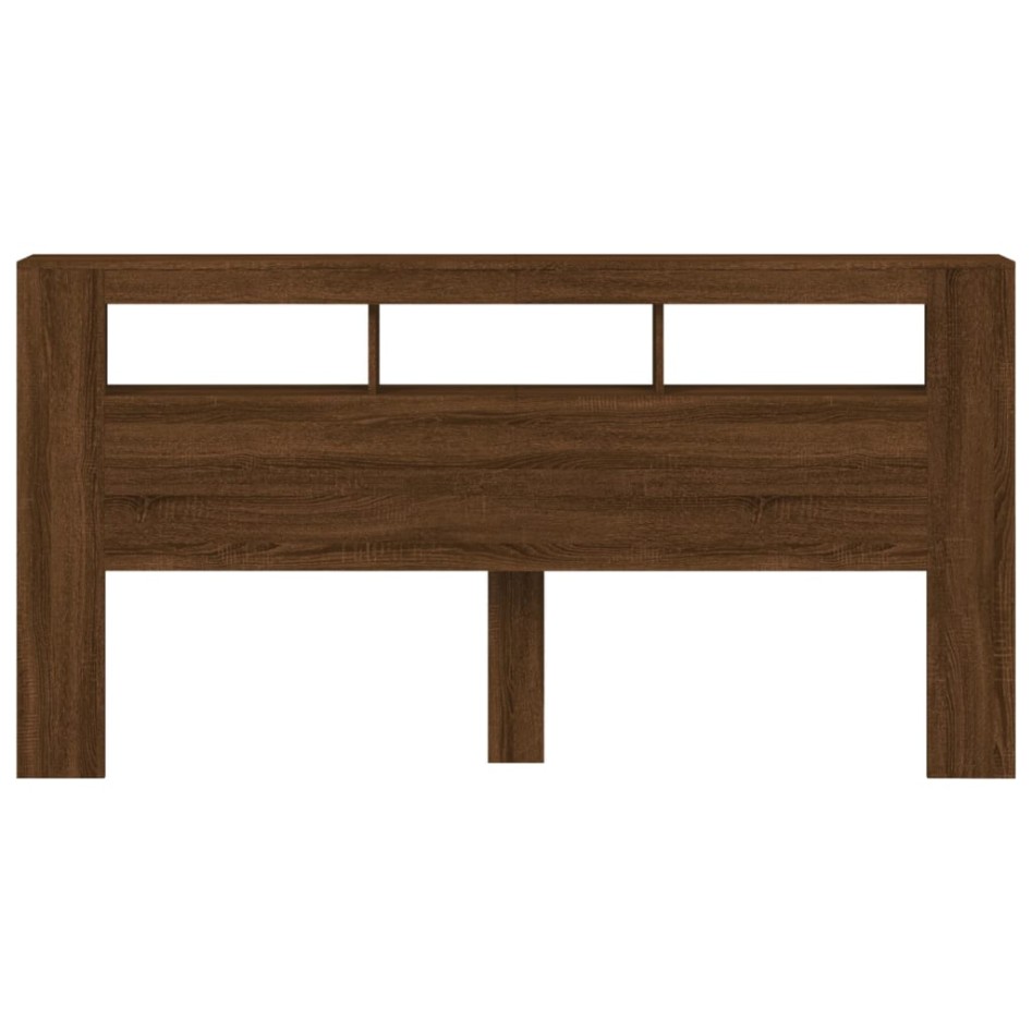 Cabecero LED madera ingeniería roble marrón 200x18,5x103,5