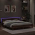Estructura de cama cabecero y luces LED marrón roble 200x200