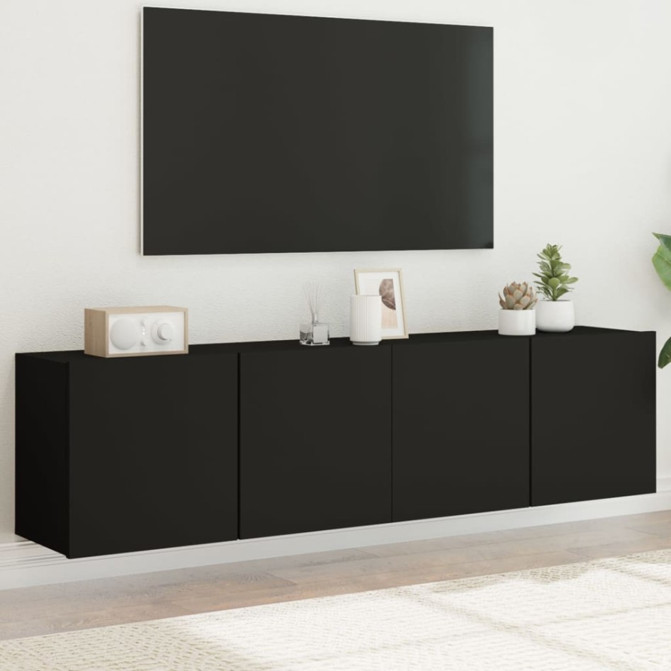 Muebles para TV de pared 2 unidades negro 80x30x41