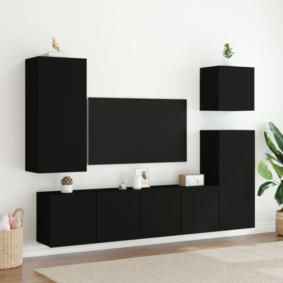 Muebles para TV de pared 2 unidades negro 80x30x41