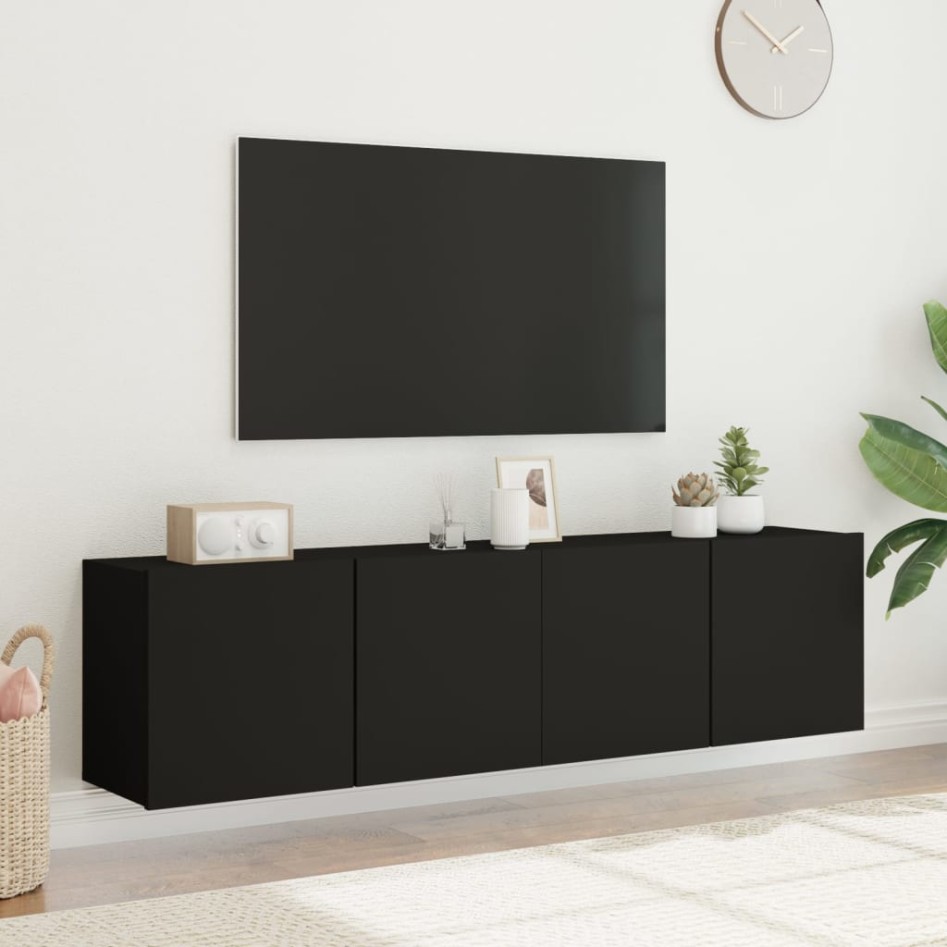 Muebles para TV de pared 2 unidades negro 80x30x41