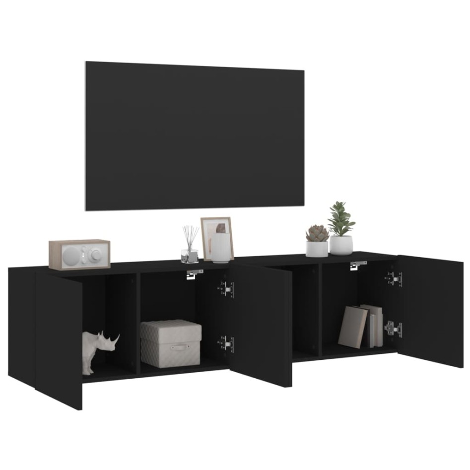Muebles para TV de pared 2 unidades negro 80x30x41