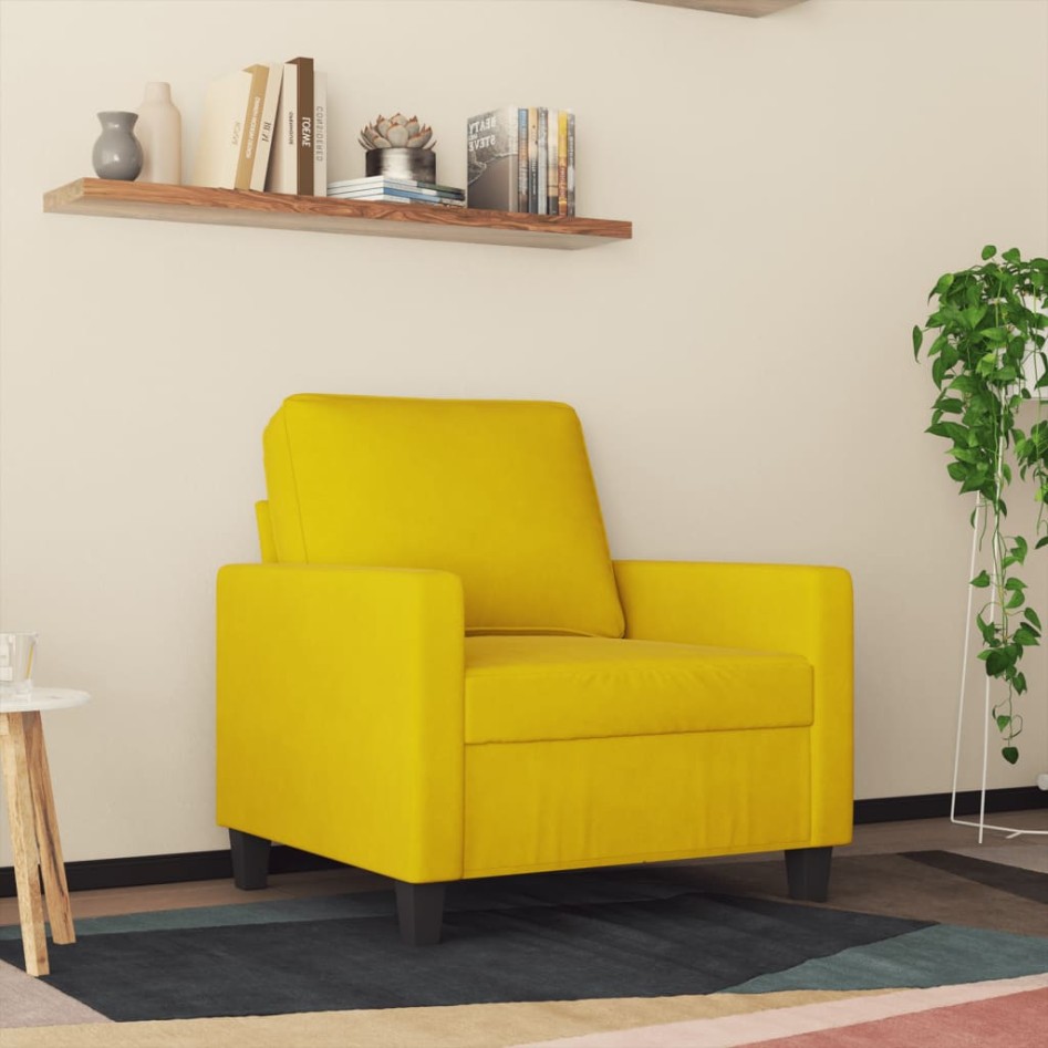 Sillón de terciopelo amarillo 60