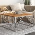 Mesa de centro acero inoxidable plateado y madera maciza